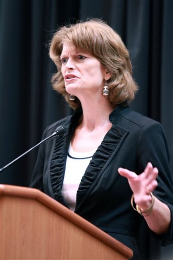 Sen. Lisa Murkowski, R-Alaska, speaks about past and future federal budget deliberations in a speech to Commonwealth North on Tuesday, Aug. 23, 2011, at the Dena'ina Center in Anchorage, Alaska.